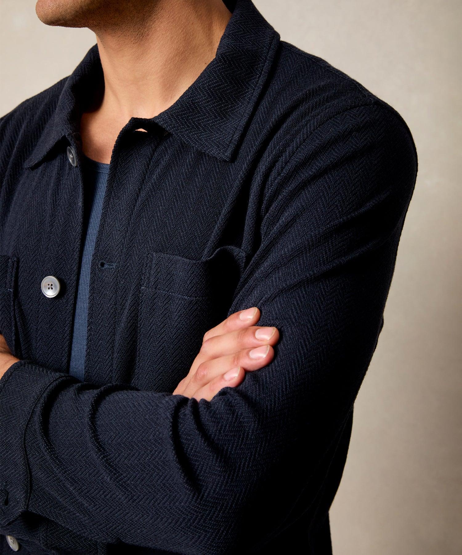 Herringbone Knit Overshirt in Classic Navy Product Image