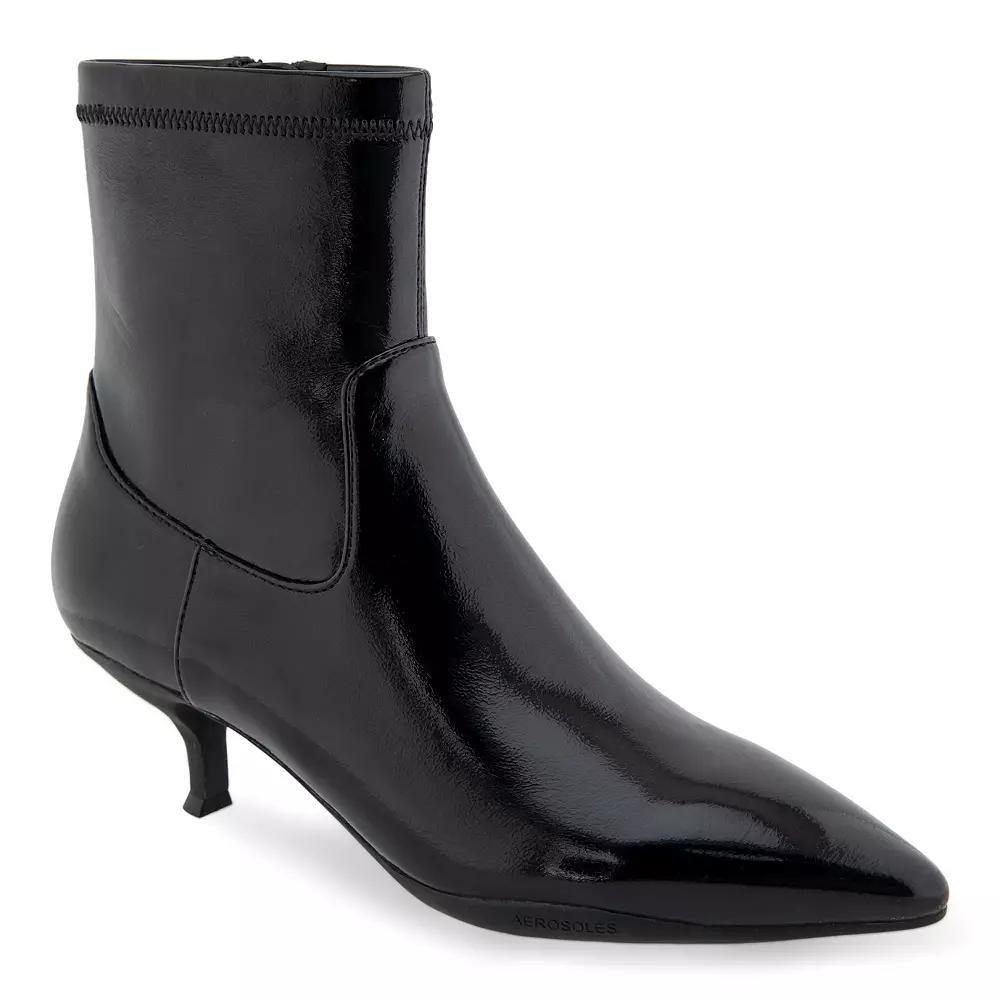 Aerosoles Lasko Women's Kitten Heel Ankle Boots, Size: 9, Black Patent Crinkled Product Image
