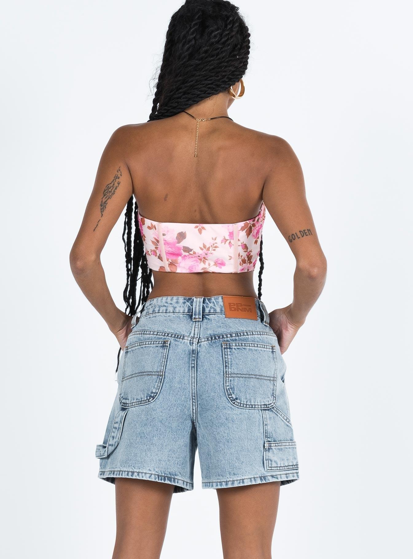Lou Carpenter Denim Shorts Light Wash Lower Impact Product Image
