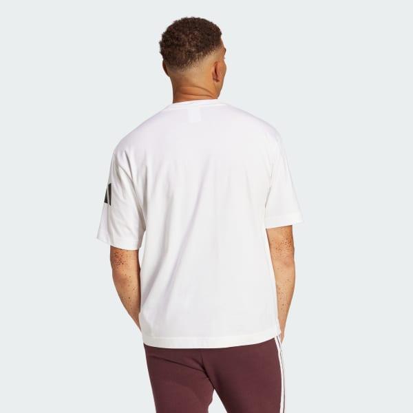 adidas Essentials Loose Fit 3 Bar Logo Tee White M Mens Product Image