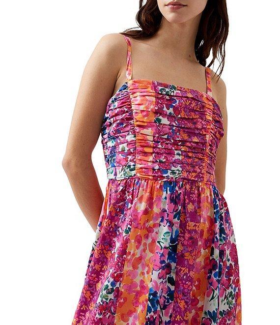 French Connection Carrie Era Floral Square Neck Sleeveless Midi Dress Product Image