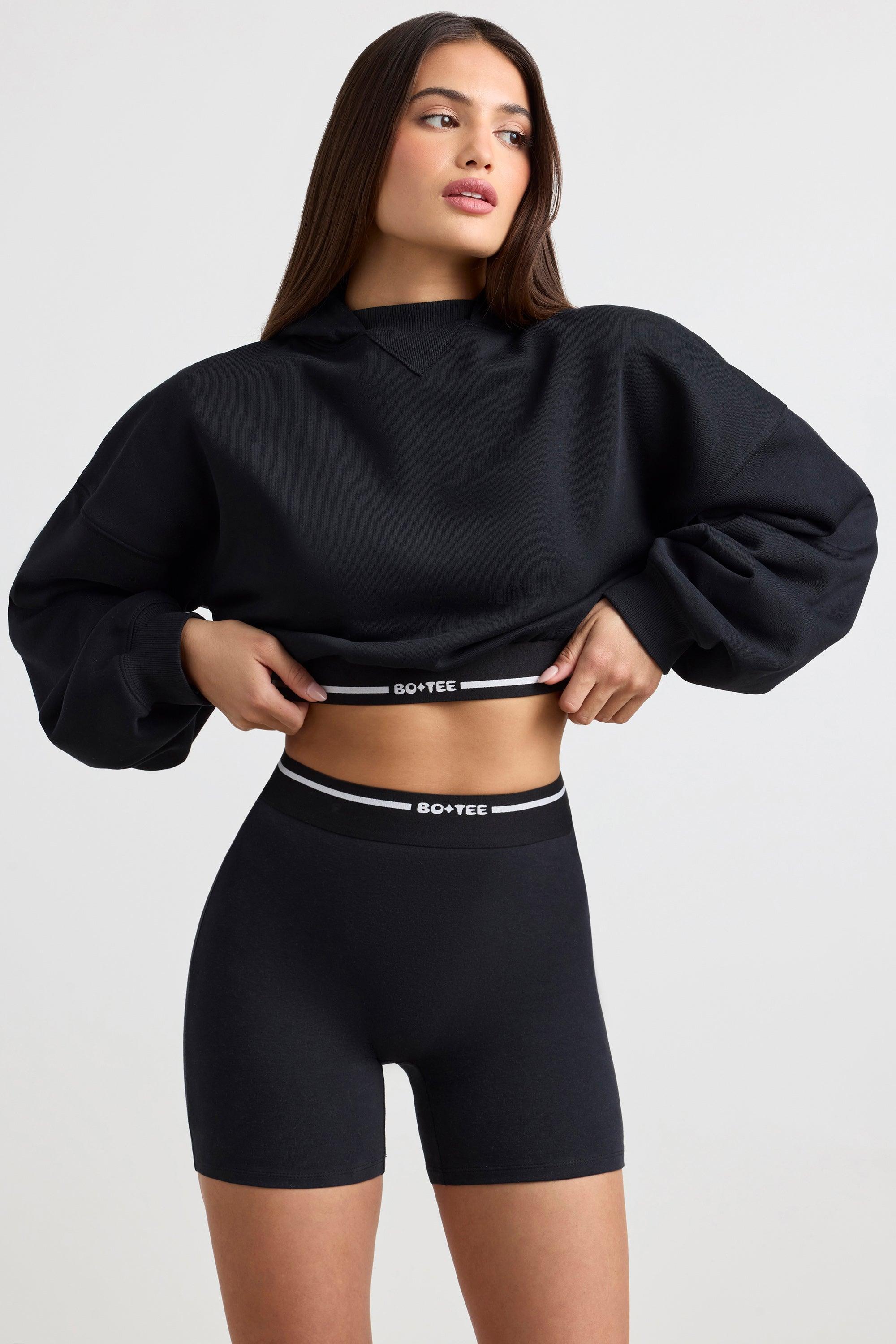 High-Waist Mini Shorts in Black Female Product Image