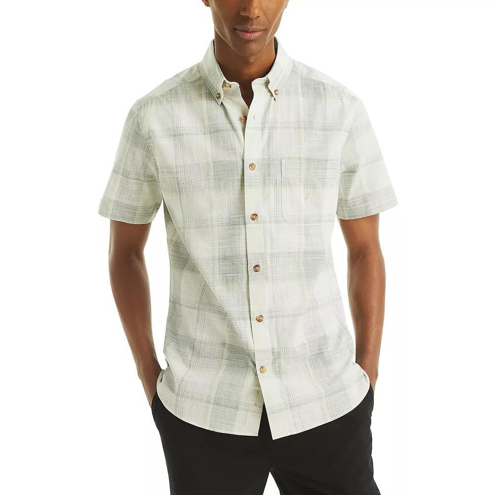 Men's Nautica Printed Short-Sleeve Camp Shirt, Size: Large, Blue Plaid Product Image