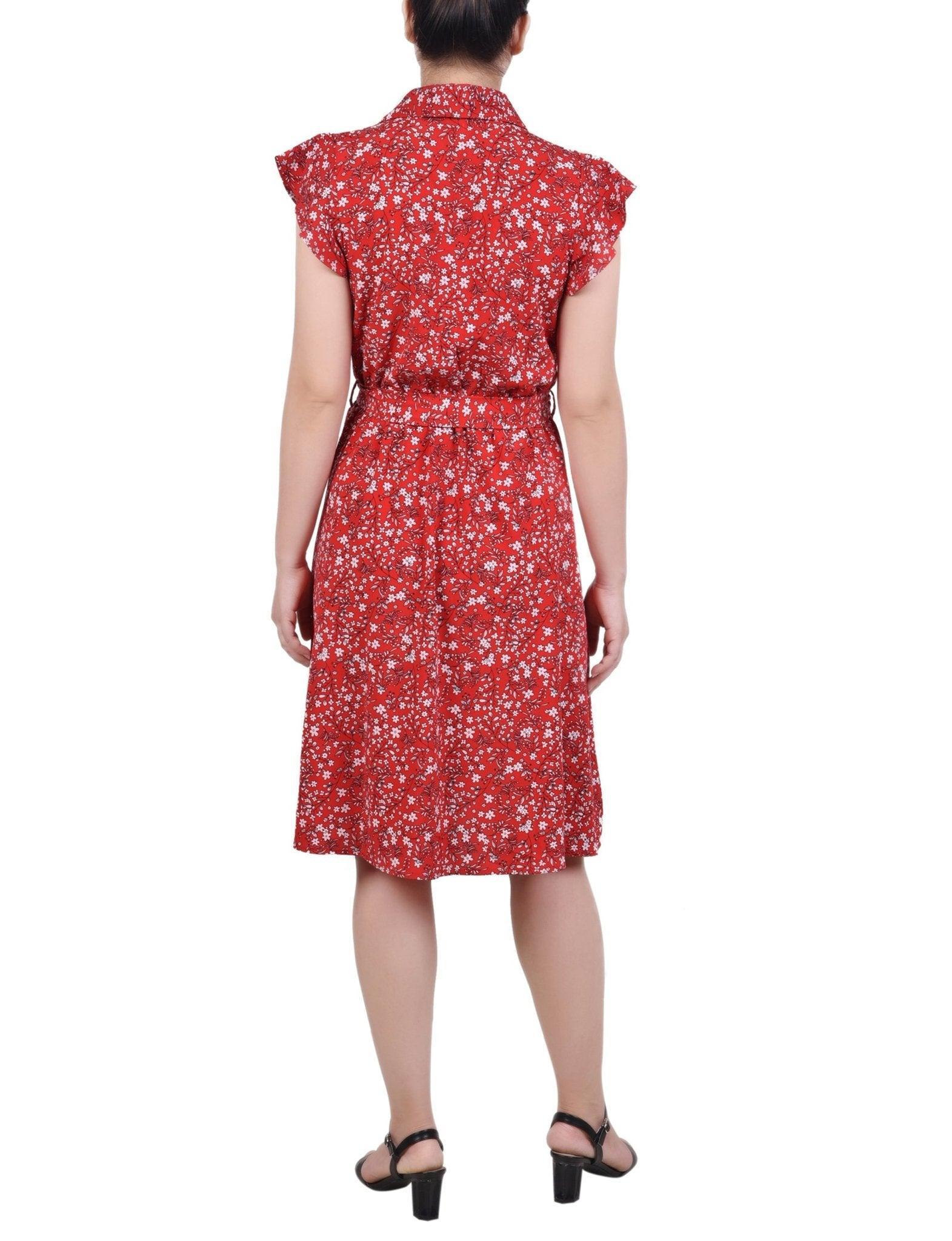 Flutter Sleeve Belted Dress - Petite Product Image