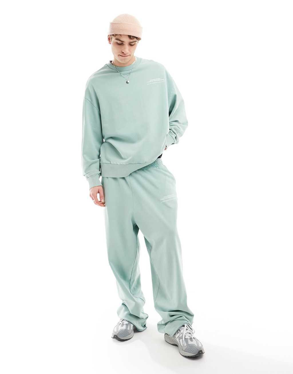COLLUSION STUDIOS sweatshirt in teal wash - part of a set Product Image