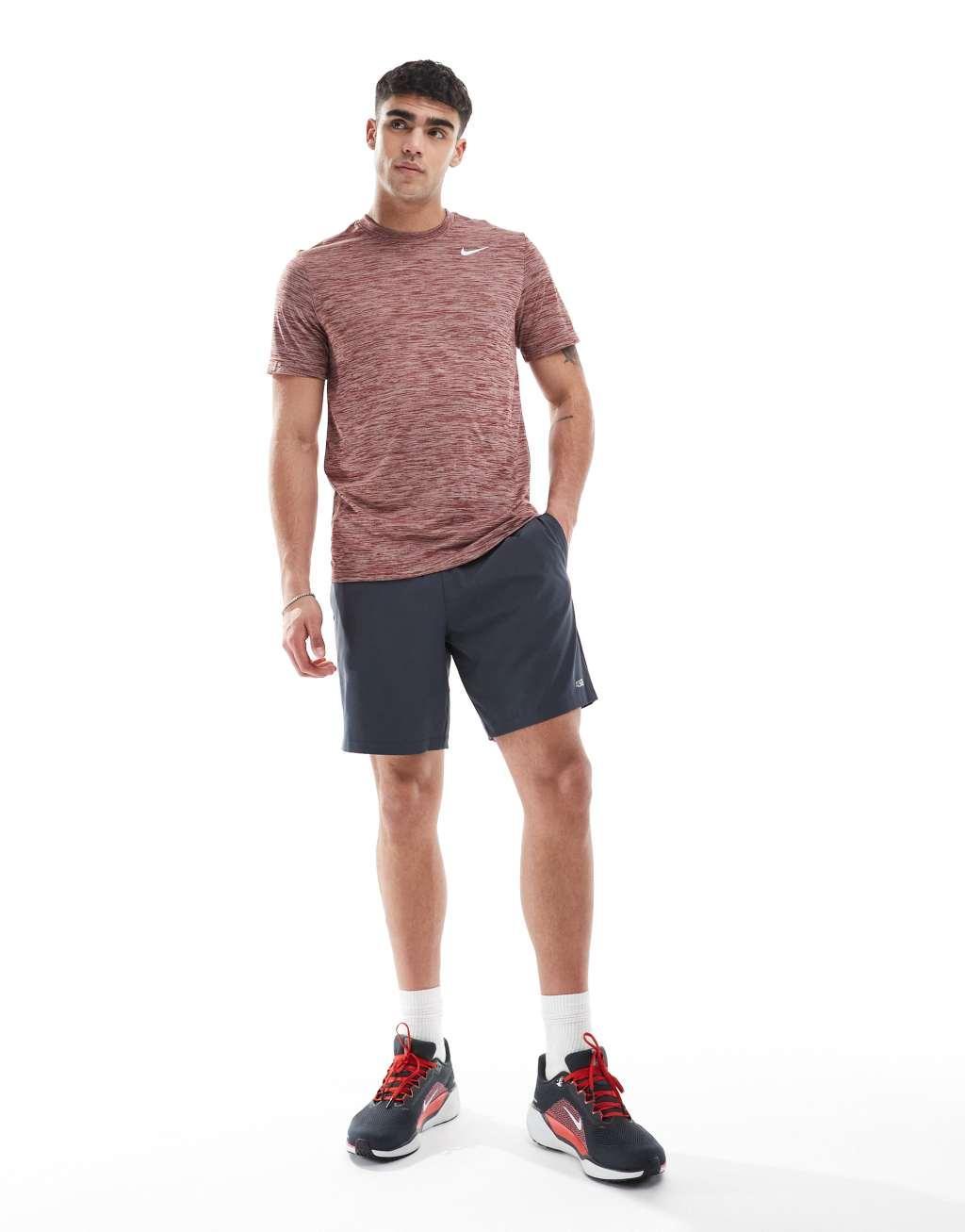 Nike Training Dri-Fit Reset melange T-shirt in red Product Image