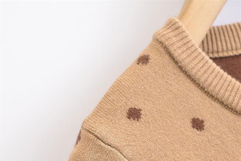 Round Neck Dotted Cardigan Product Image