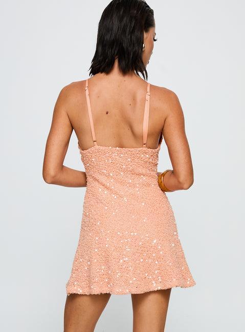 Feel The Vibrations Sequin Mini Dress Orange Product Image