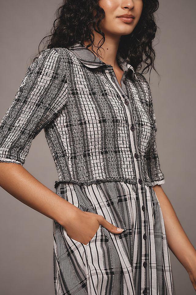 Maeve Short-Sleeve Smocked Midi Shirt Dress Product Image