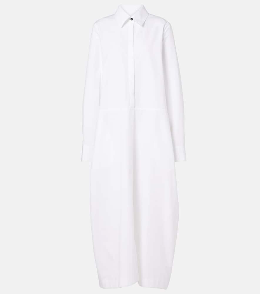 JIL SANDER Hemdblusenkleid Aus Baumwollpopeline In Weiss Product Image