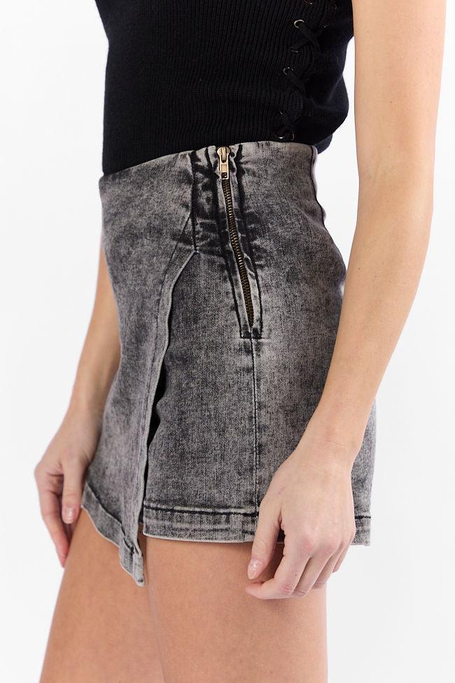 My Favorite Black Acid Wash Denim Skort Product Image