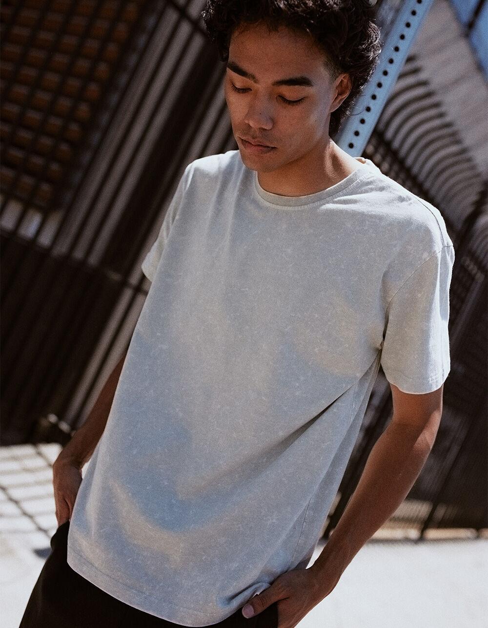RSQ Mens Acid Wash Oversized Tee - KHAKI Product Image