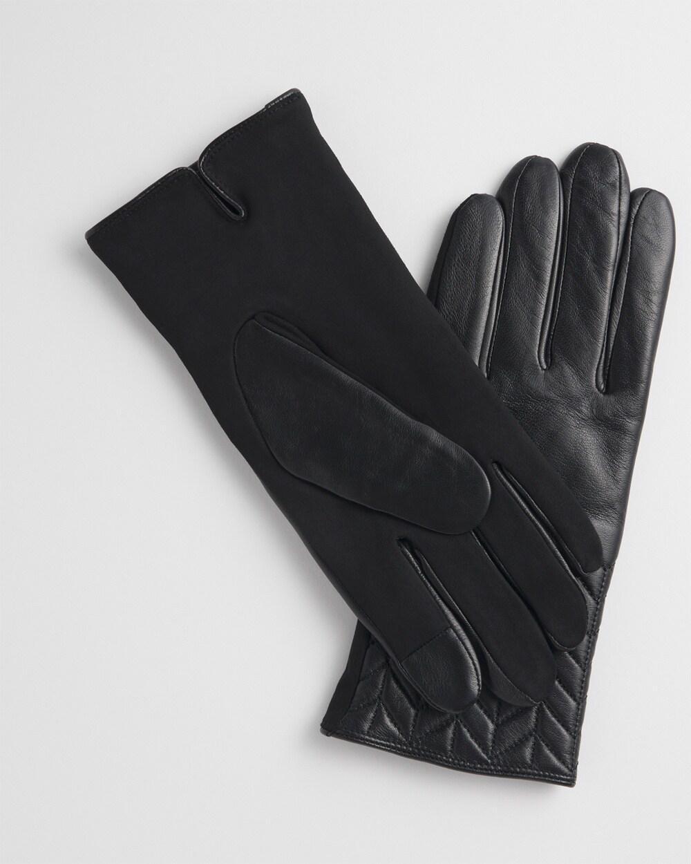Quilted Black Leather Gloves Product Image