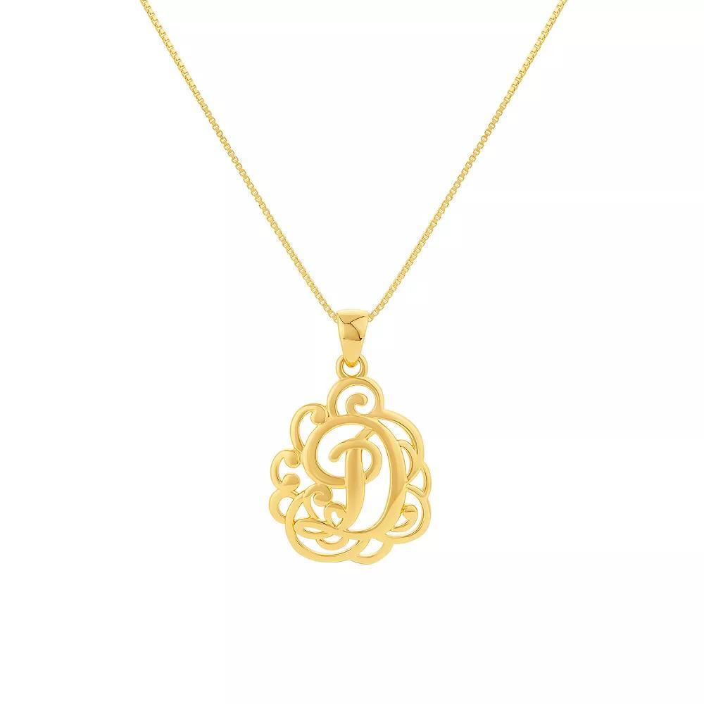 PRIMROSE Sterling Silver Monogram Initial Pendant Necklace, Women's, Size: 18", Gold Tone T Product Image