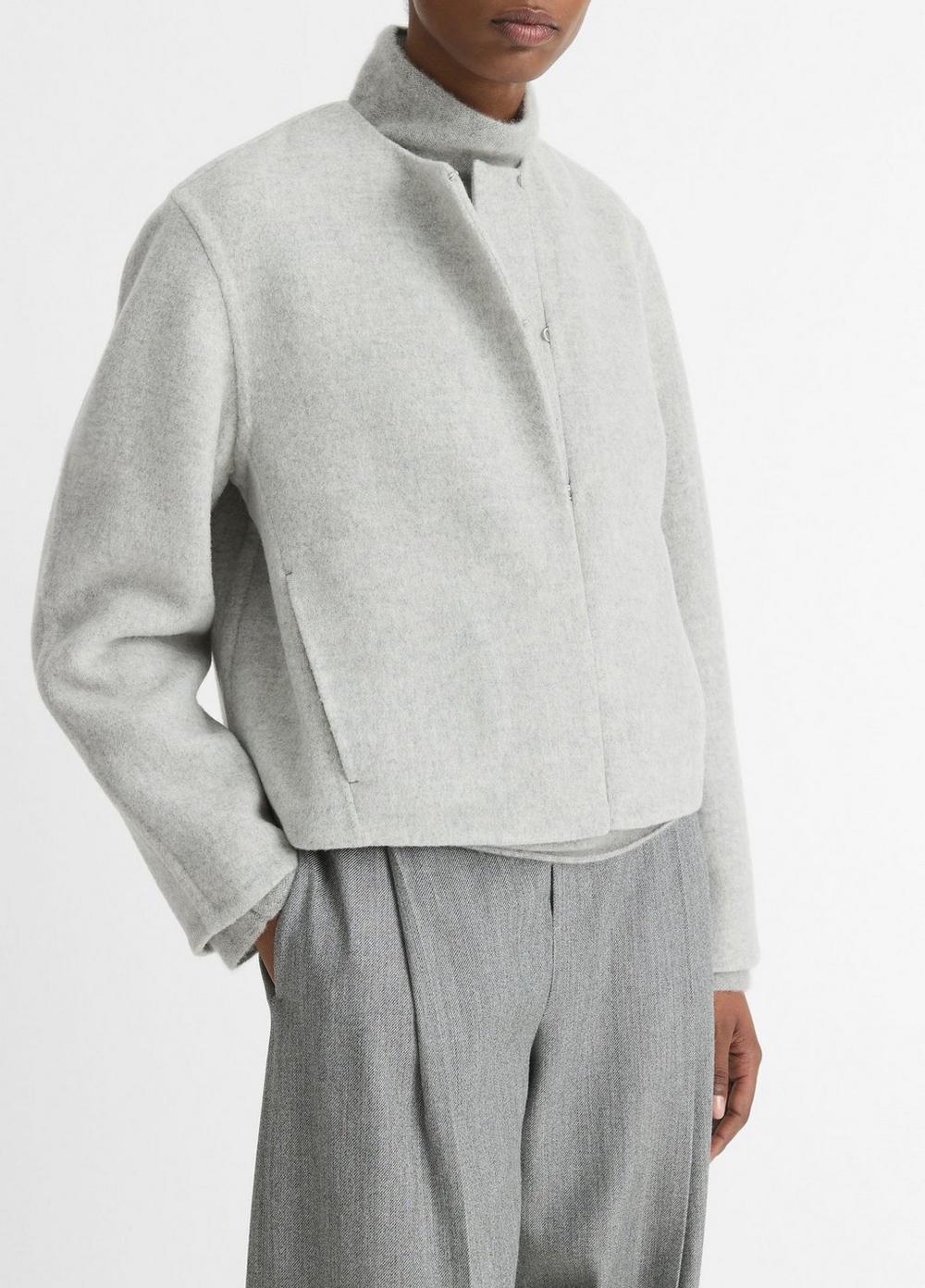 Womens Italian Wool-Blend Collarless Jacket, Heather Stone Grey, Size XXS Vince Product Image