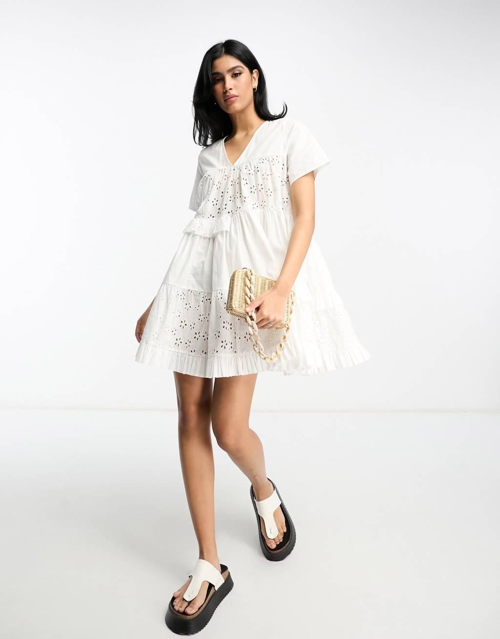 ASOS DESIGN eyelet patched tent mini dress Product Image