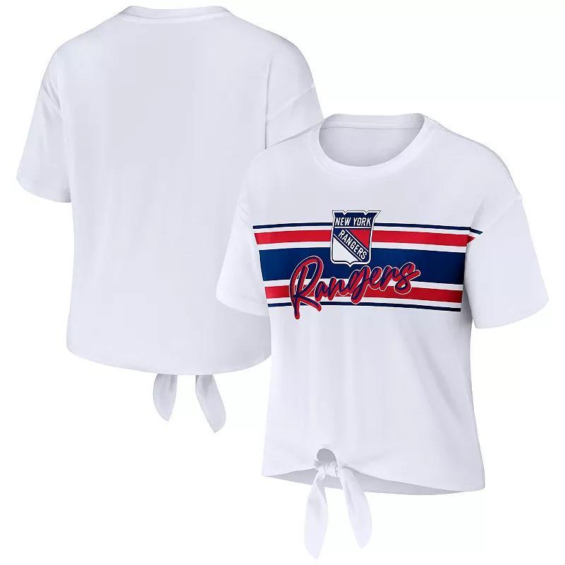 Womens WEAR by Erin Andrews White Las Vegas Raiders Front Tie Retro T-Shirt Product Image