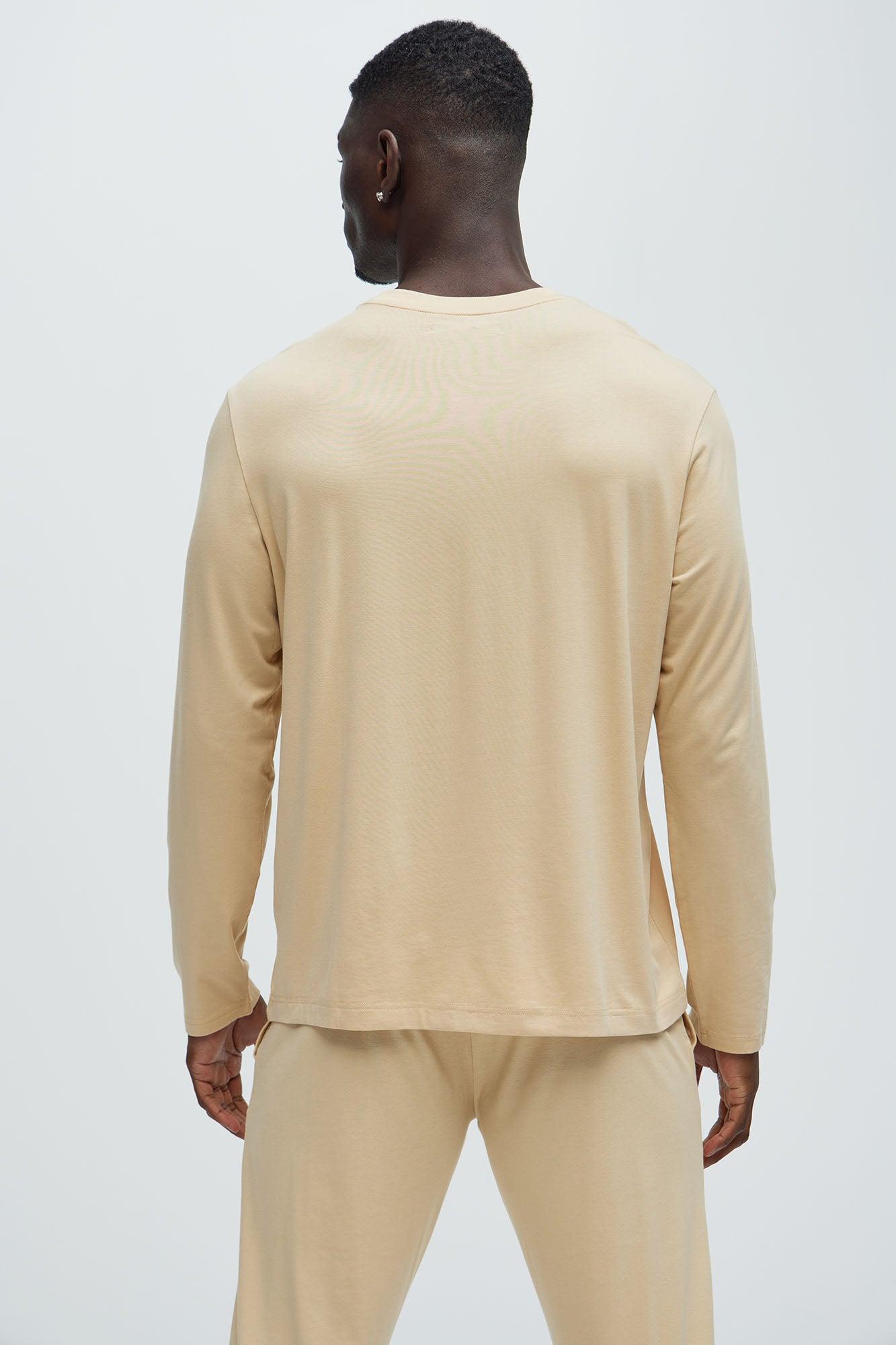 Essential Modal Lounge Long Sleeve Tee - Khaki Product Image