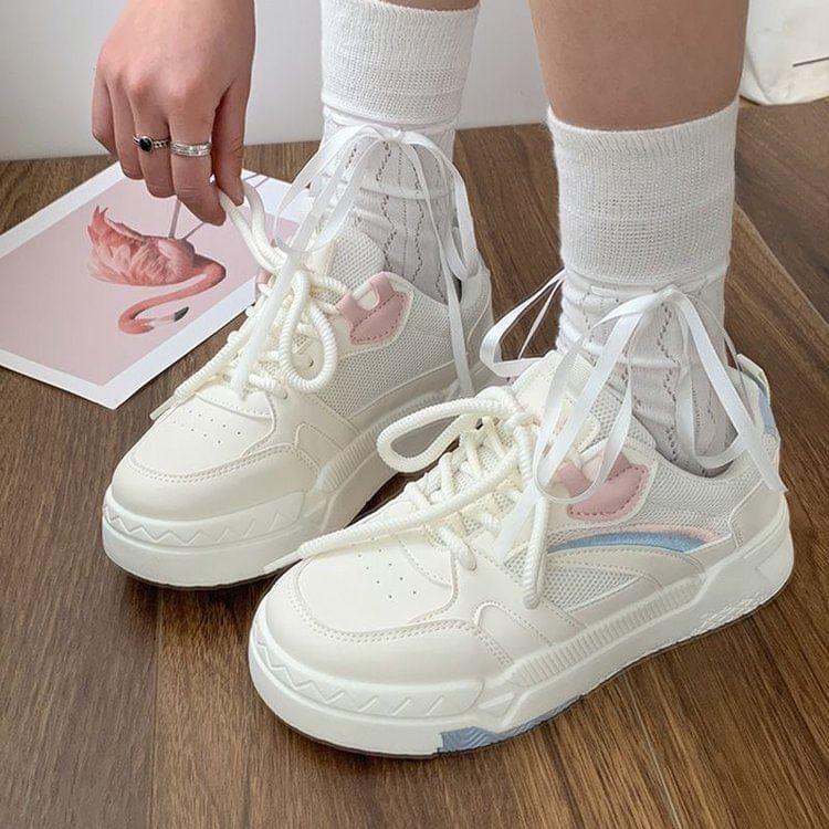 Platform Panel Mesh Sneakers Product Image
