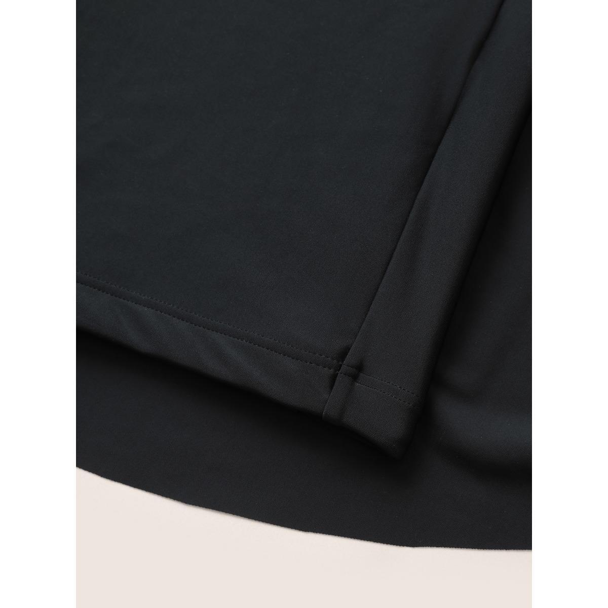 Plus Size Solid Pocket Ruffles Swim Skirt Women's Swimwear Black Beach Non High stretch Bodycon High Rise Slanted pocket Curve Swim Bottoms BloomChic 22-24/3X Product Image