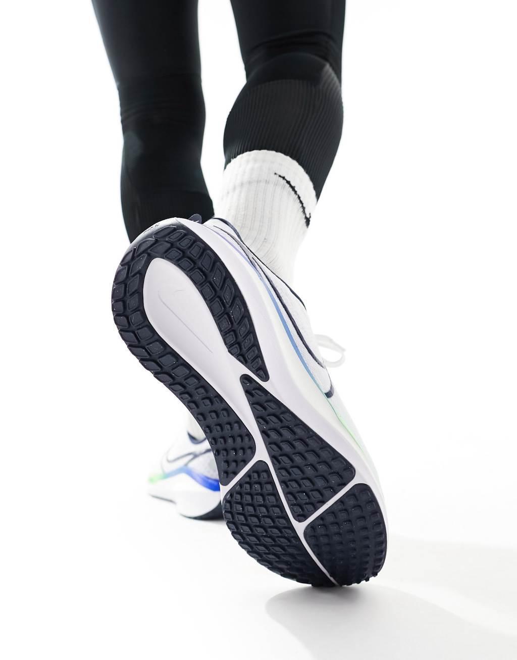 Nike Running Vomero 17 sneakers in white, blue and green Product Image