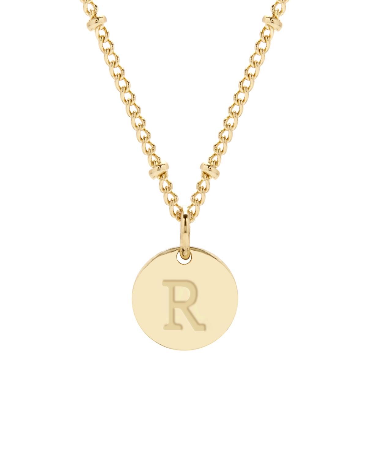 Adornia 14k Gold Plated Cubic Zirconia Engraved Letter Disc Pendant Necklace, Women's, Size: 18", Gold Tone T Product Image