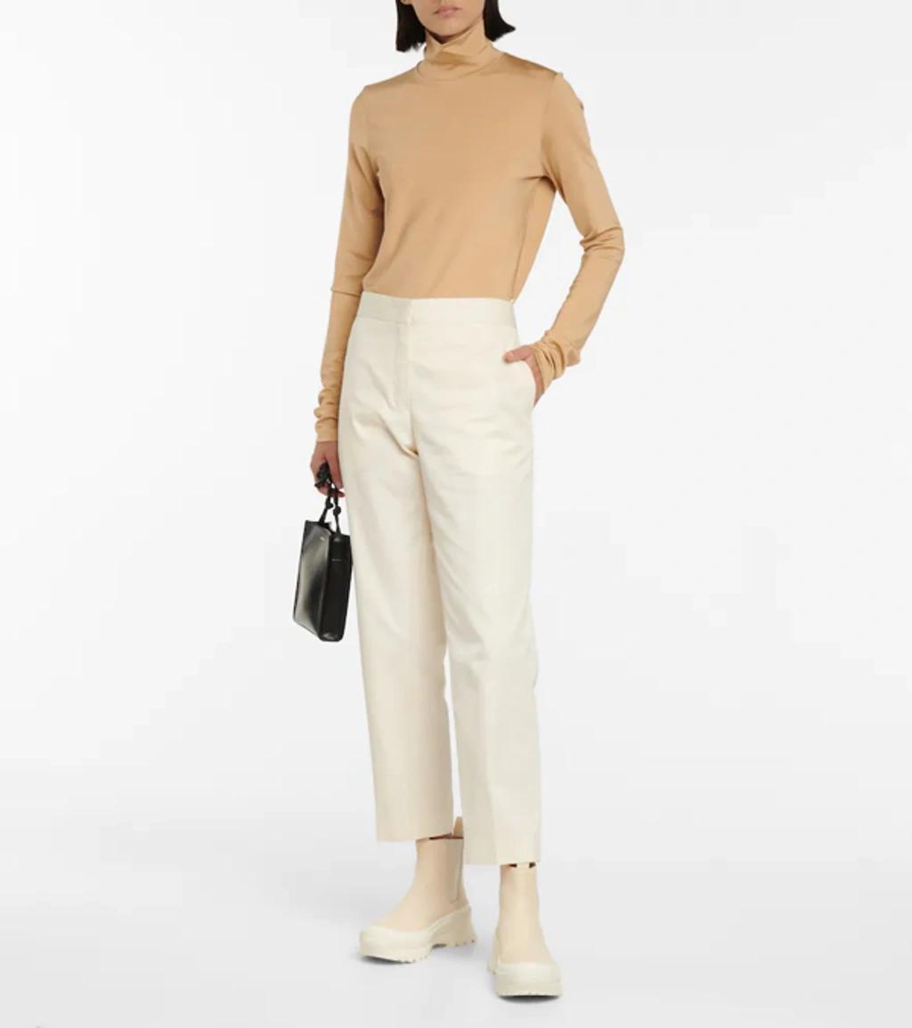 JIL SANDER Turtleneck Stretch-jersey Top In Beige Product Image