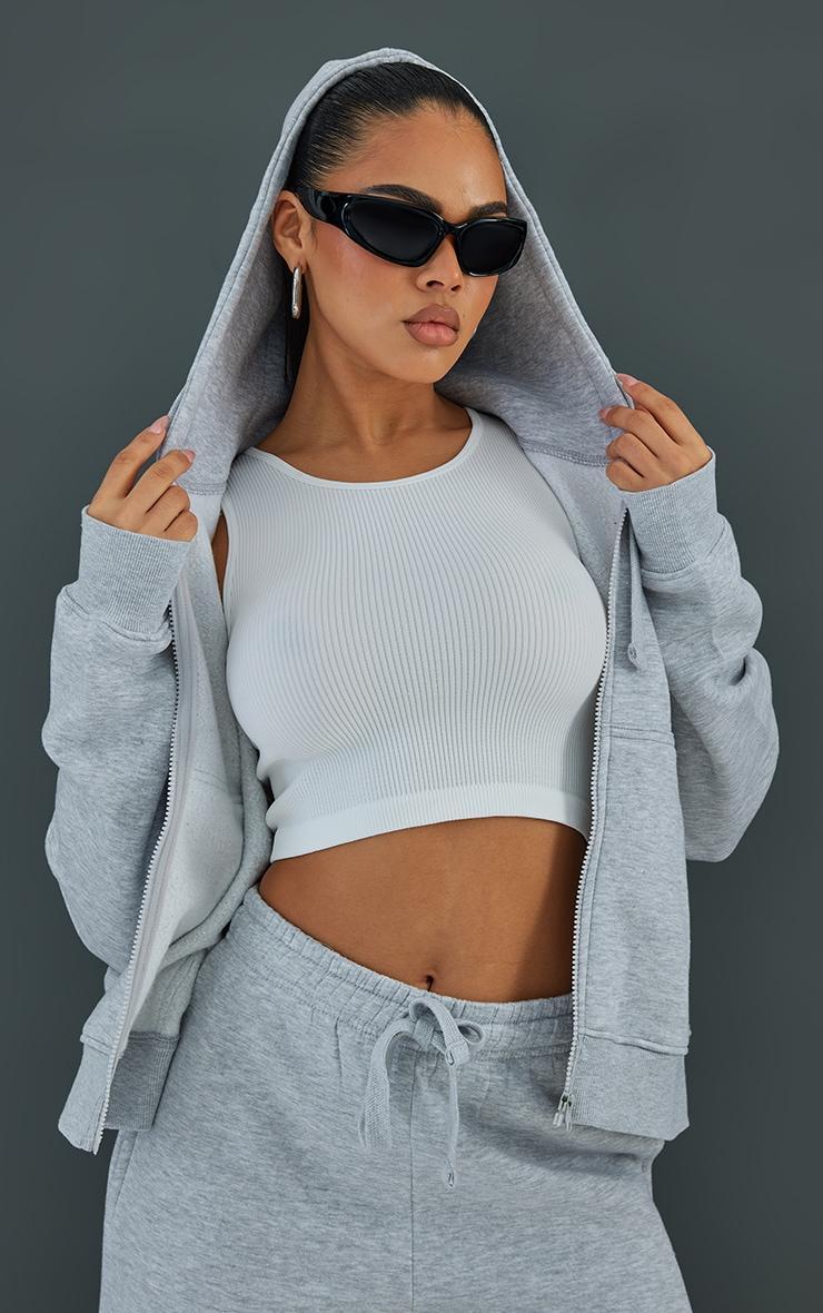 Ash Grey Oversized Hooded Zip Up Sweat Hoodie Product Image