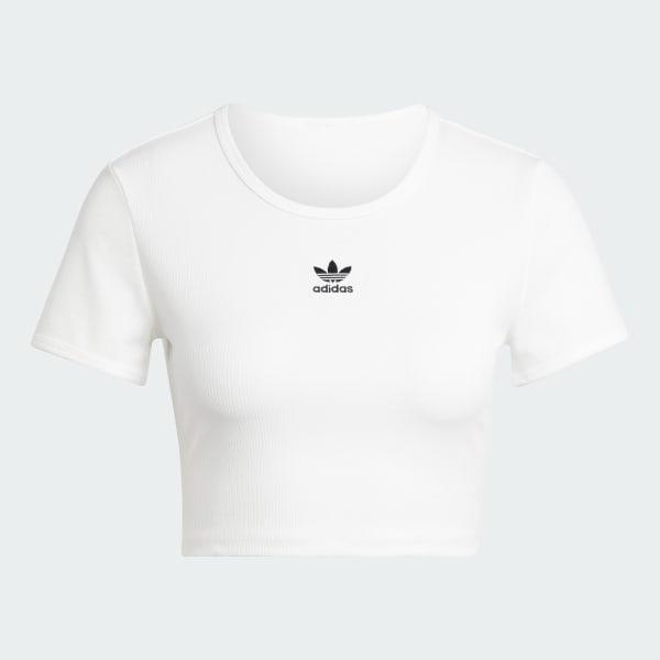 adidas Essentials Ribbed Tee White XS Womens Product Image