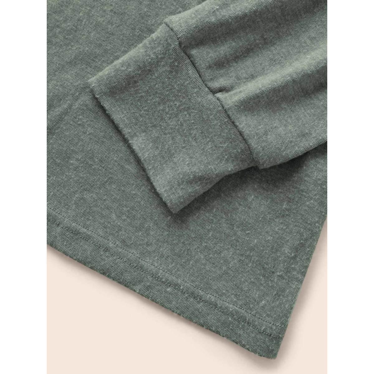 Plus Size Colorblock Contrast Stitch Raglan Sleeve T-shirt ArmyGreen Women Casual Elastic cuffs Striped Round Neck Dailywear T-shirts BloomChic 18-20/2X Product Image