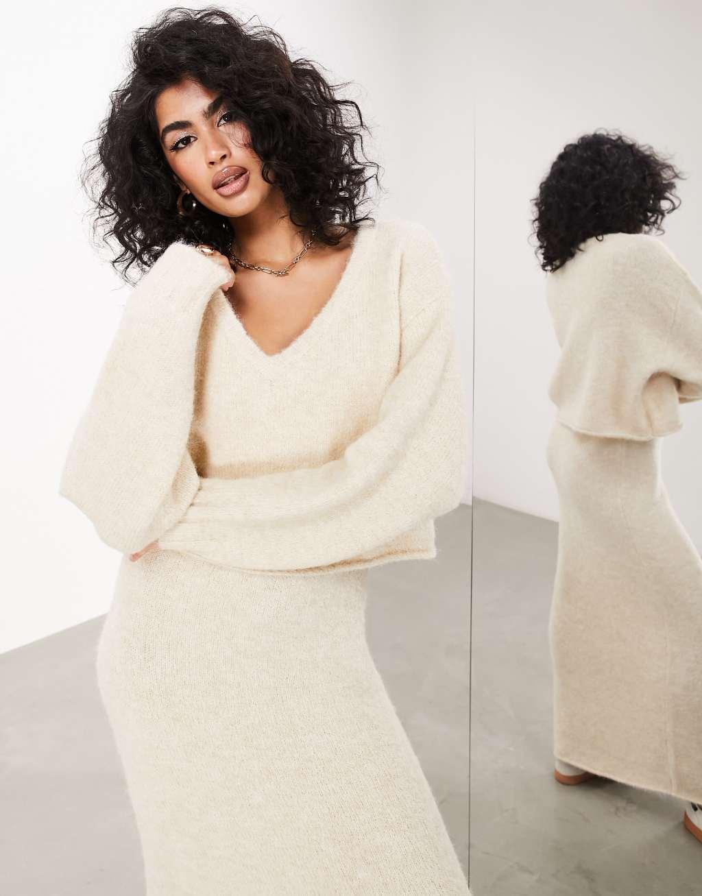 ASOS EDITION v neck long sleeve knit sweater Product Image