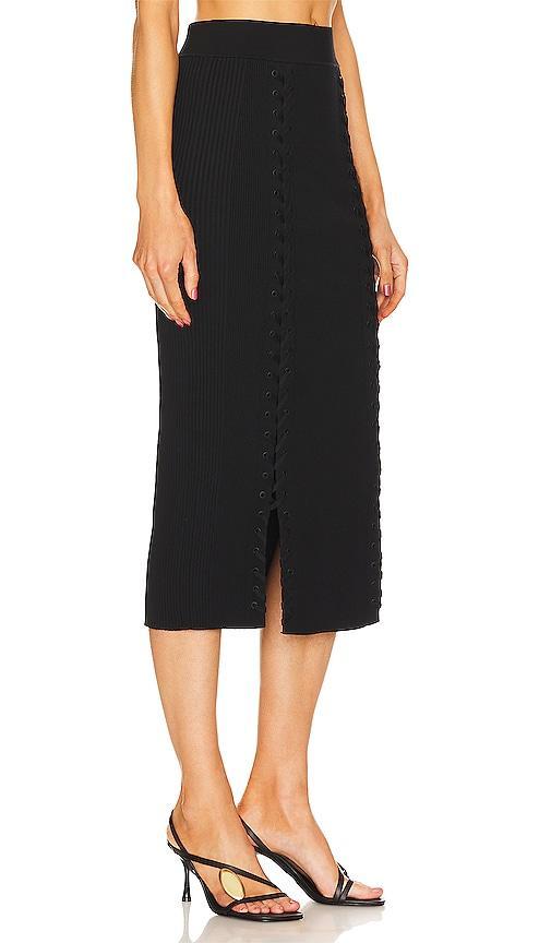 Helix Lace-Up Rib-Knit Midi Skirt Product Image