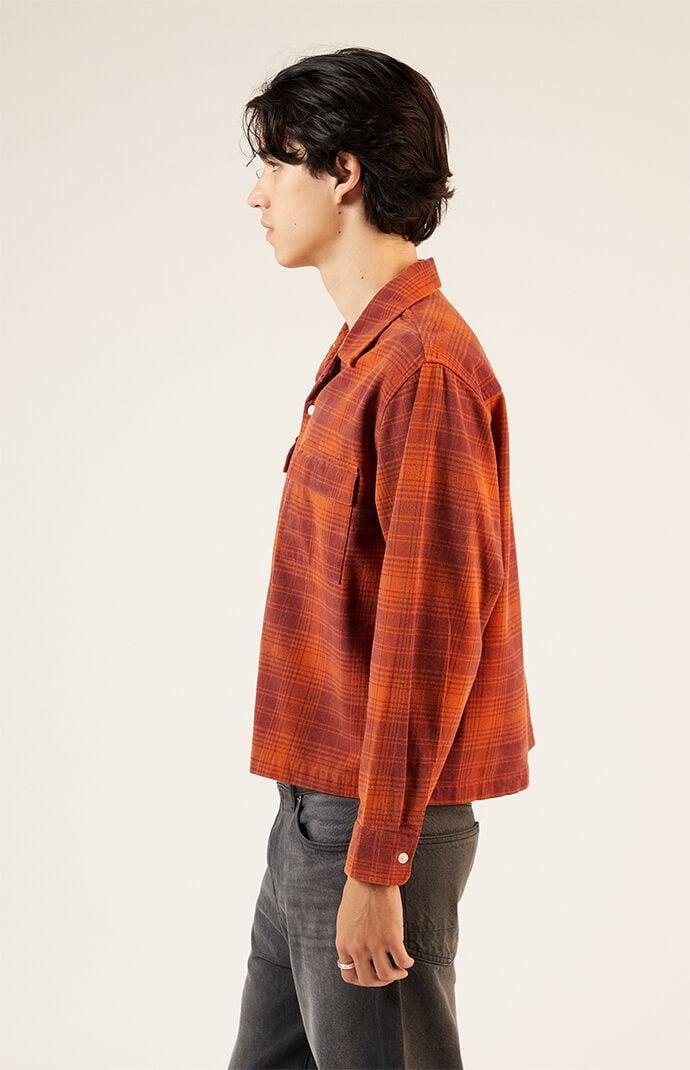 Men's Washed Cropped Camp Flannel Shirt - Product Image