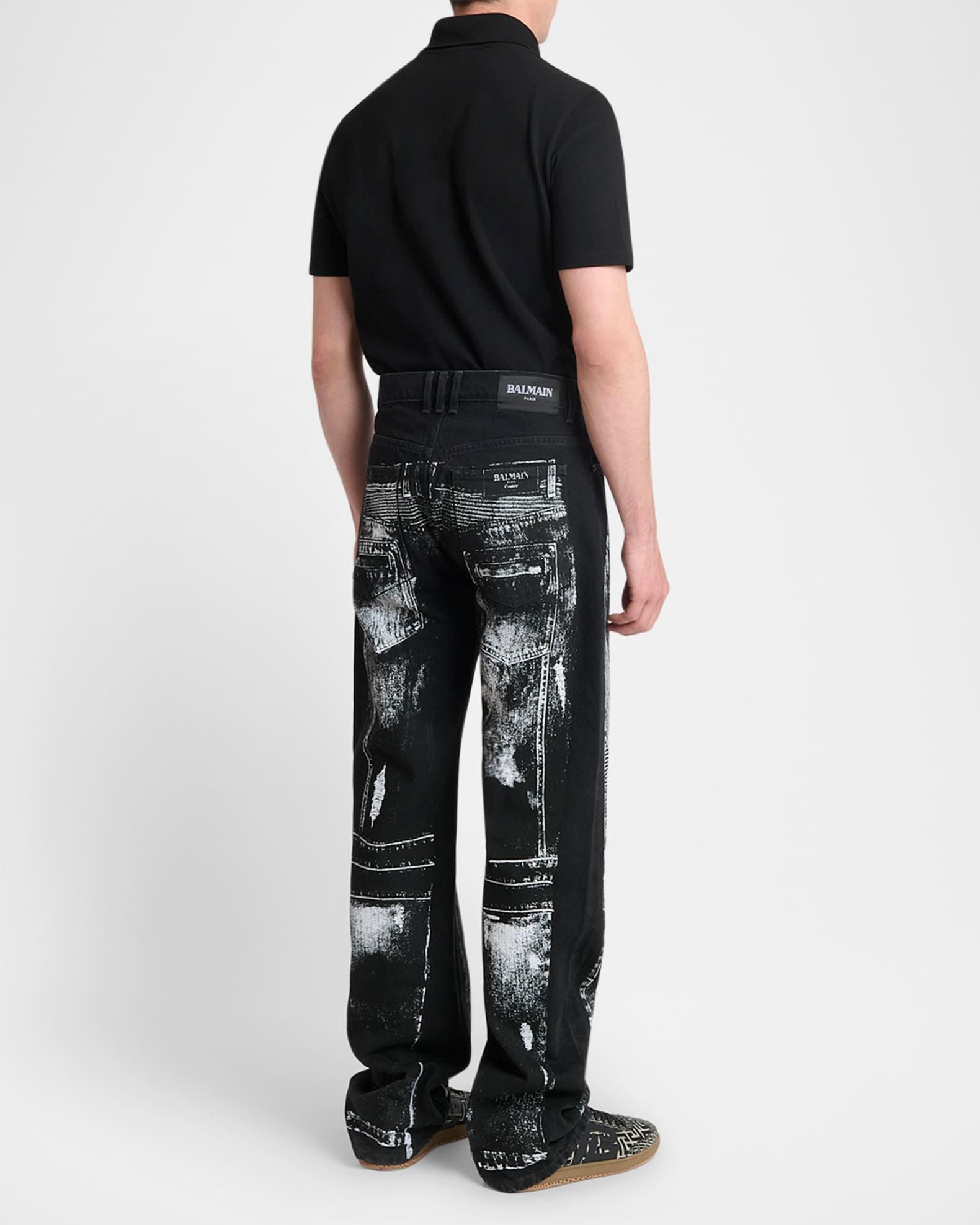 Men's Trompe L'oeil Printed Denim Pants Product Image