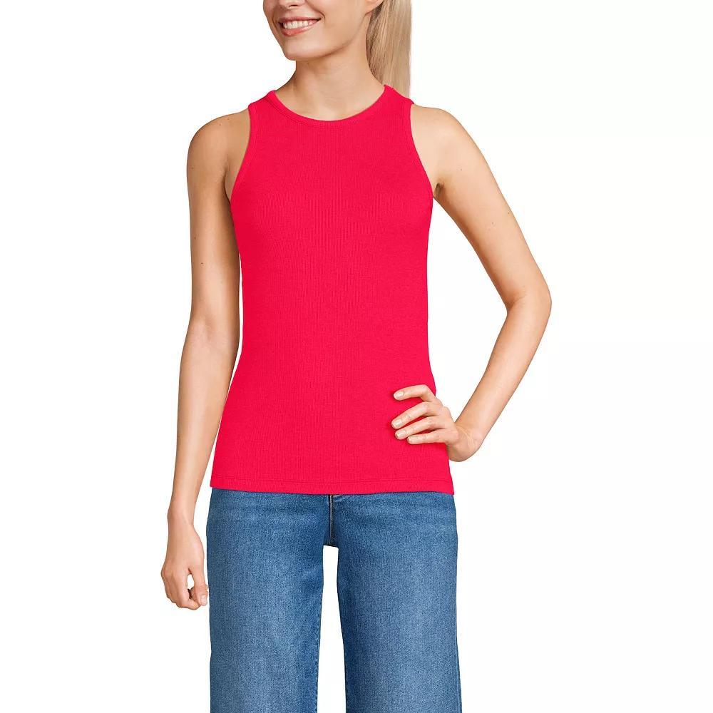 Women's Lands' End Drapey Rib Fitted Tank Top, Size: Medium, Gray Grey Product Image