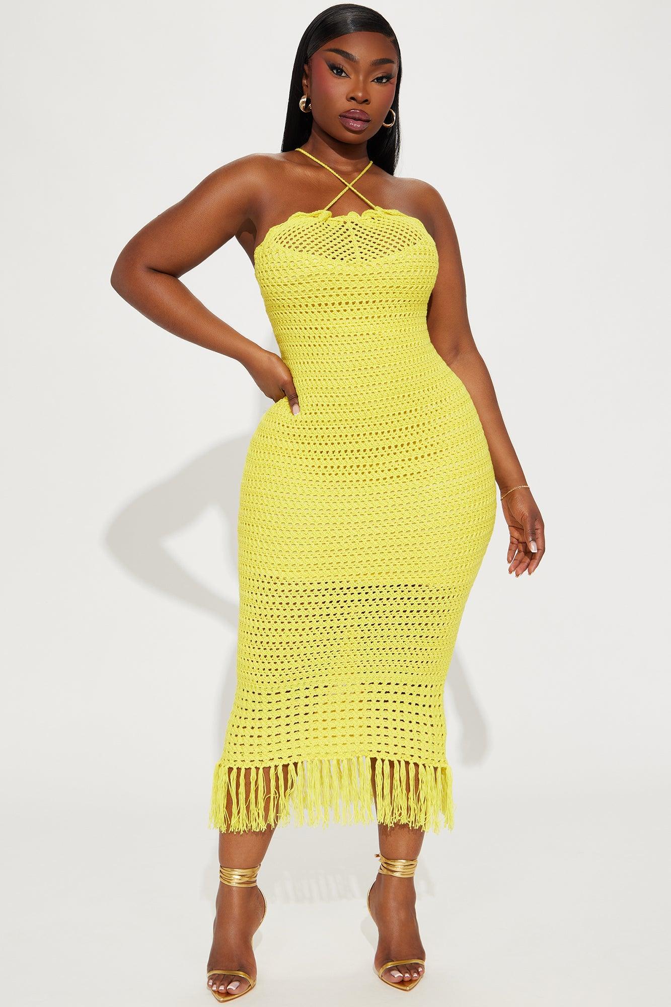 Jazmin Crotchet Midi Dress - Yellow Product Image