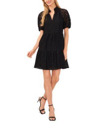 CeCe V Neck Baby Doll Lace Dress Product Image