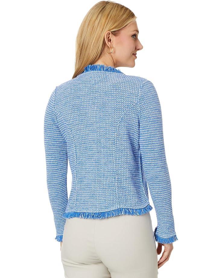 Notch Collar Fringe Mix Knit Jacket Product Image