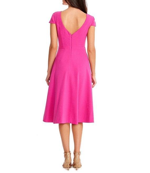 Dress the Population Livia Boat Neck Cap Sleeve Pleated Side Pocket Dress Product Image