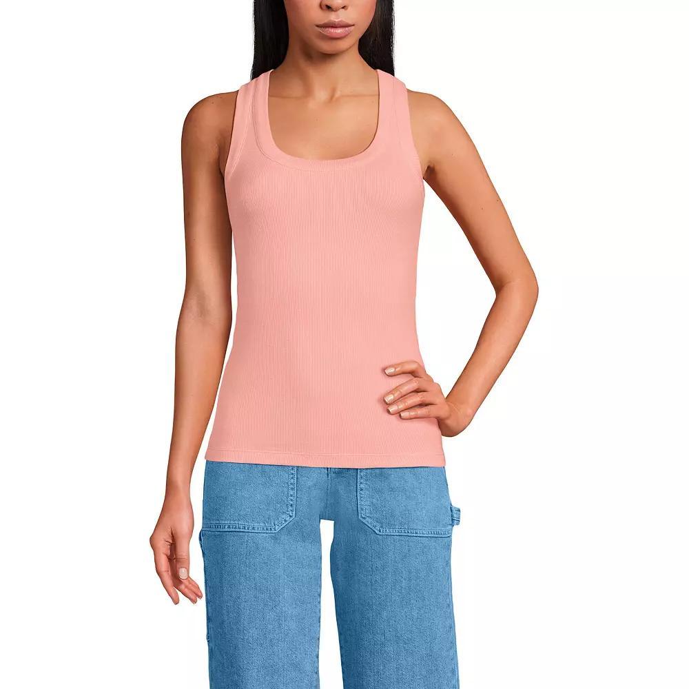 Women's Lands' End Elbow Sleeve Scoop Neck Tee, Size: Large, Frosted Green Stripe Product Image