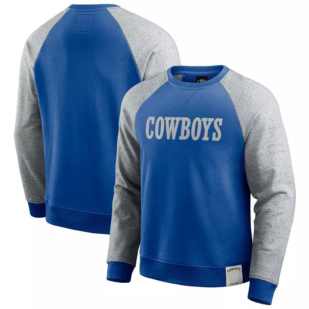 Men's Darius Rucker Collection by Fanatics Blue/Gray Dallas Cowboys Throwback Color Block Raglan Pullover Sweatshirt, Size: 3XL Product Image