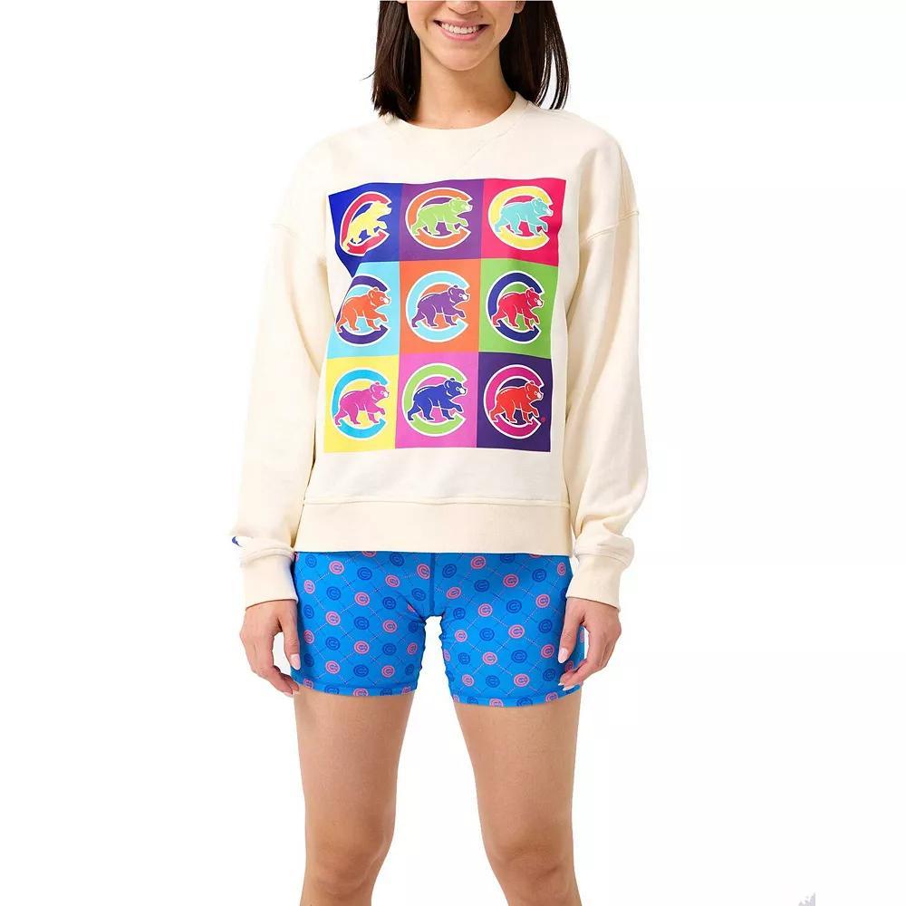 Women's Terez Cream Chicago Cubs Classic Oversized Pullover Sweatshirt, Size: Large, Beige Product Image
