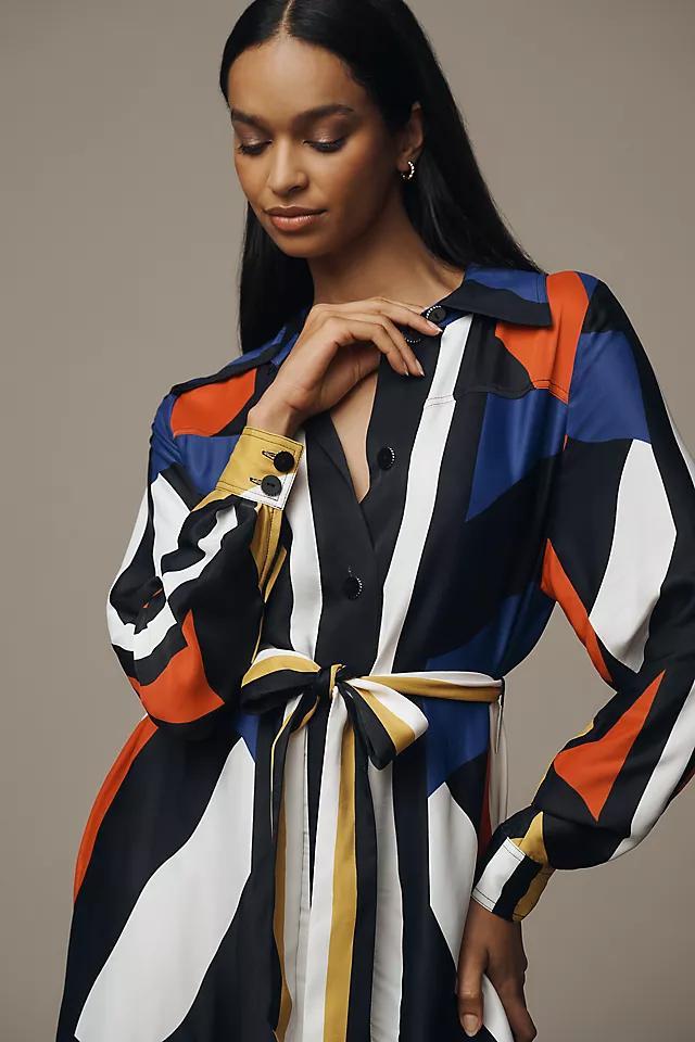 Farm Rio Amanda Stripes Multicolor Chemise Midi Shirt Dress Product Image