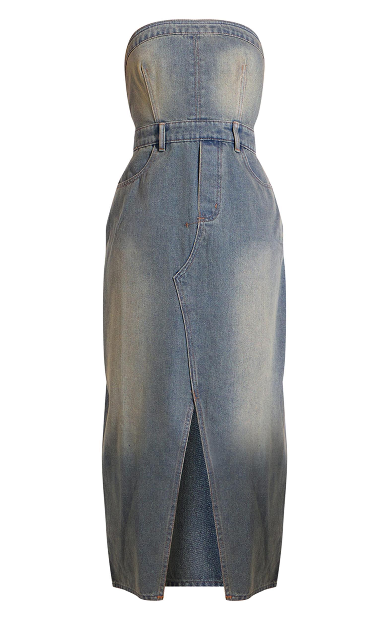 Vintage Wash Bandeau Midi Dress Product Image
