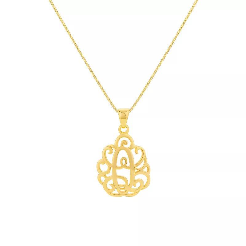 PRIMROSE Sterling Silver Monogram Initial Pendant Necklace, Women's, Size: 18", Gold Tone T Product Image