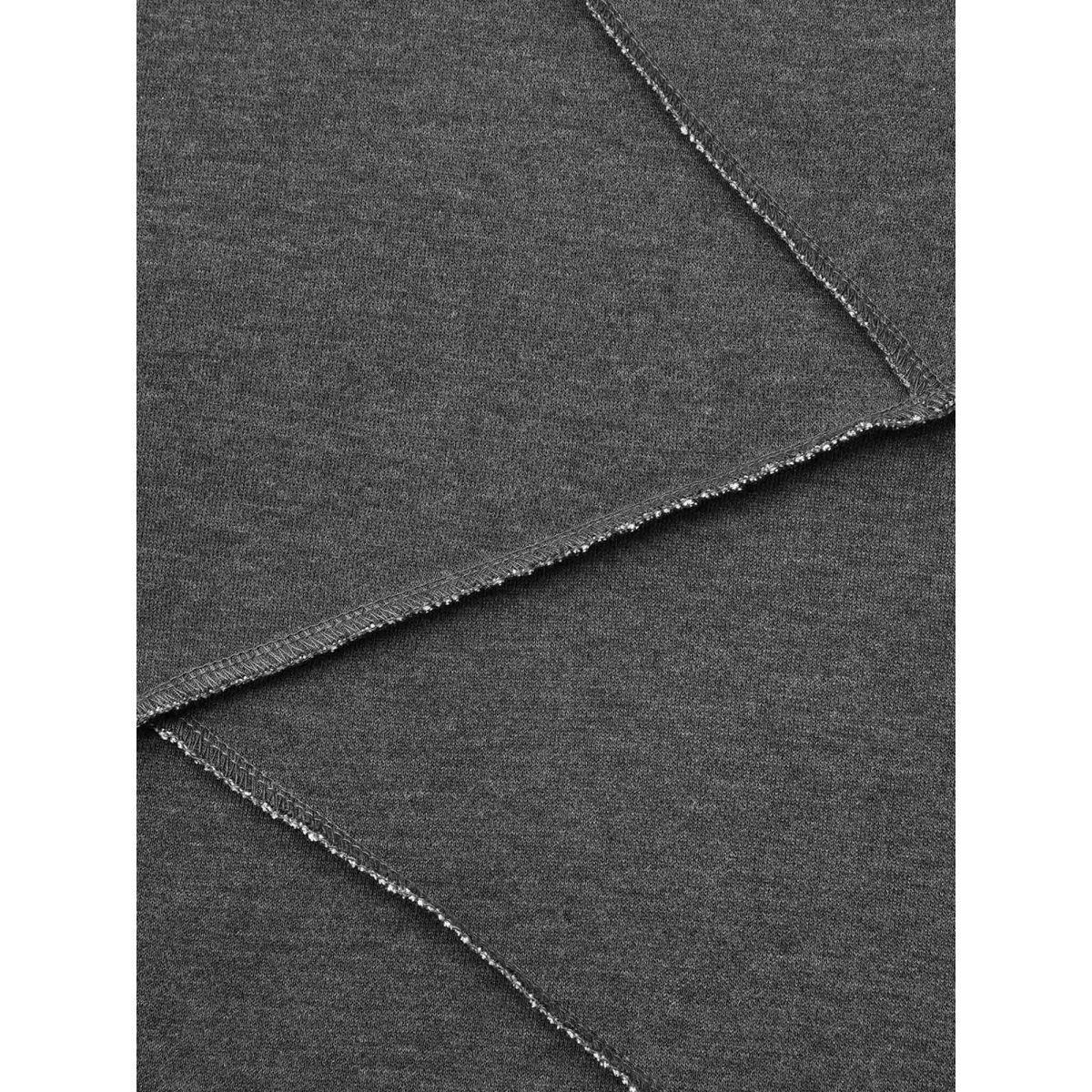 Plus Size Tucked Seam Drop Shoulder Sleeve Sweatshirt Women DimGray Casual Tucked seam Loose Round Neck Everyday Sweatshirts BloomChic 12/L Product Image