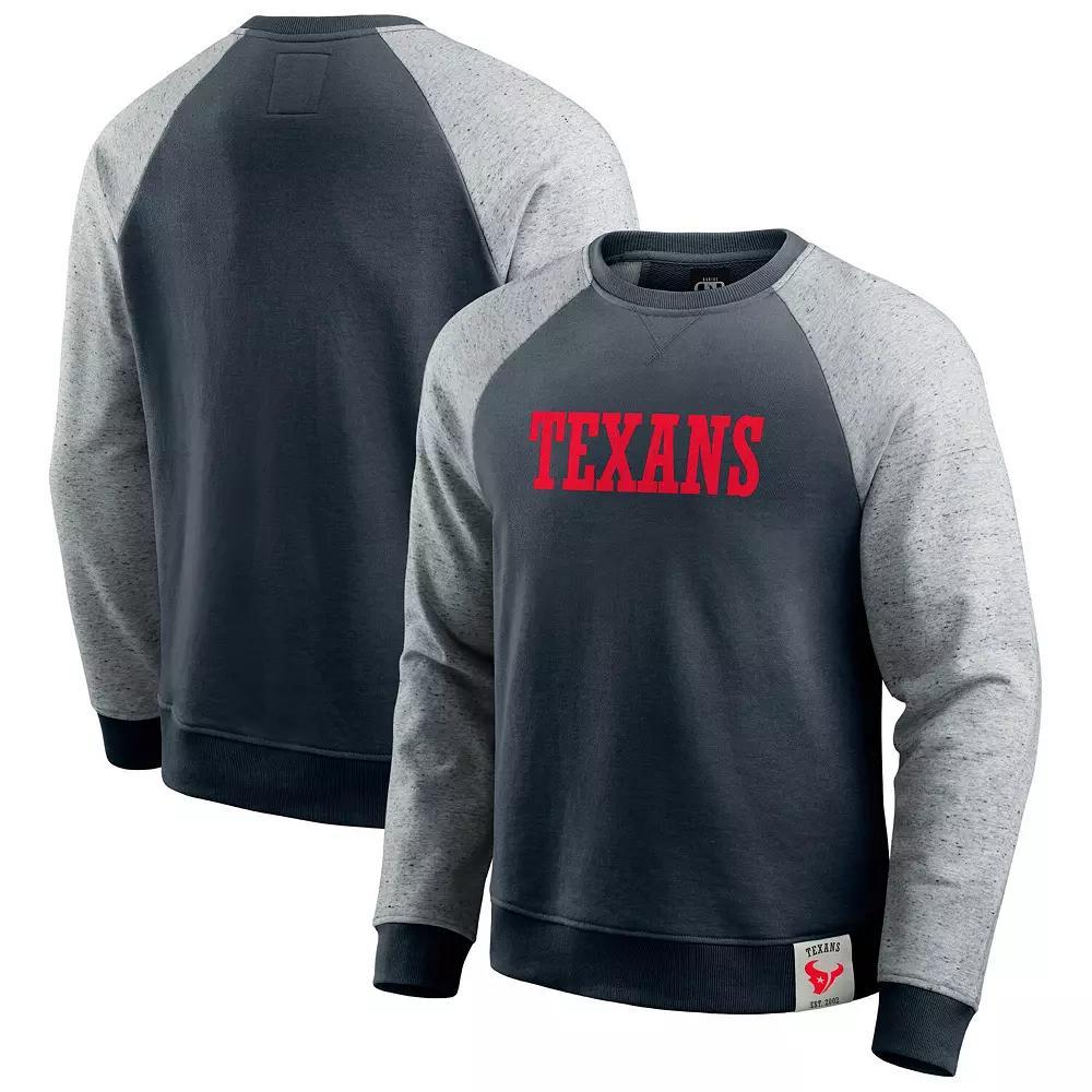 Men's Darius Rucker Collection by Fanatics Heather Gray/Navy Houston Texans Colorblock Pullover Sweatshirt, Size: XL, Grey Product Image