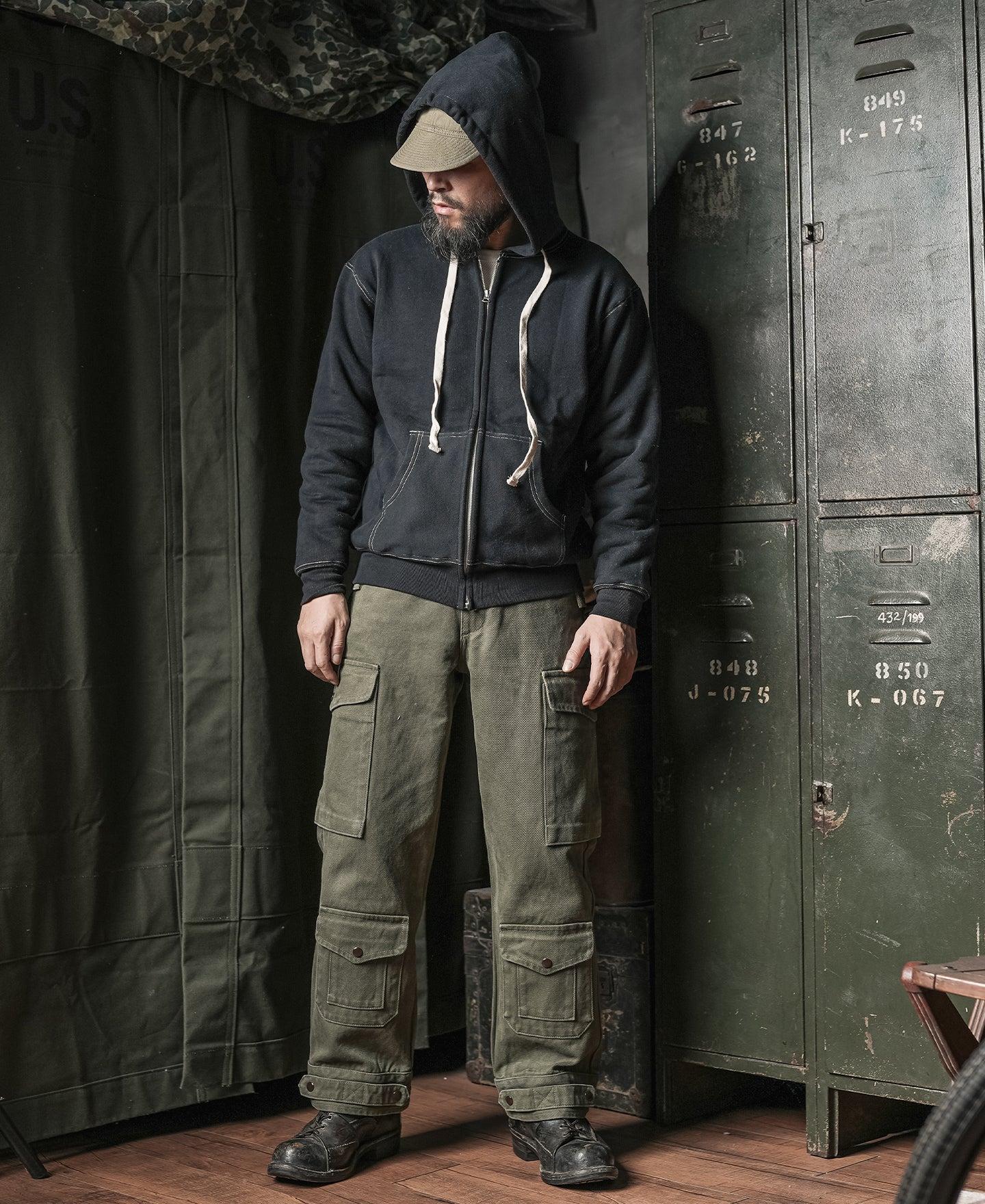1950s Wind Shield Full-Zip Thermal Hoodie - Black Product Image