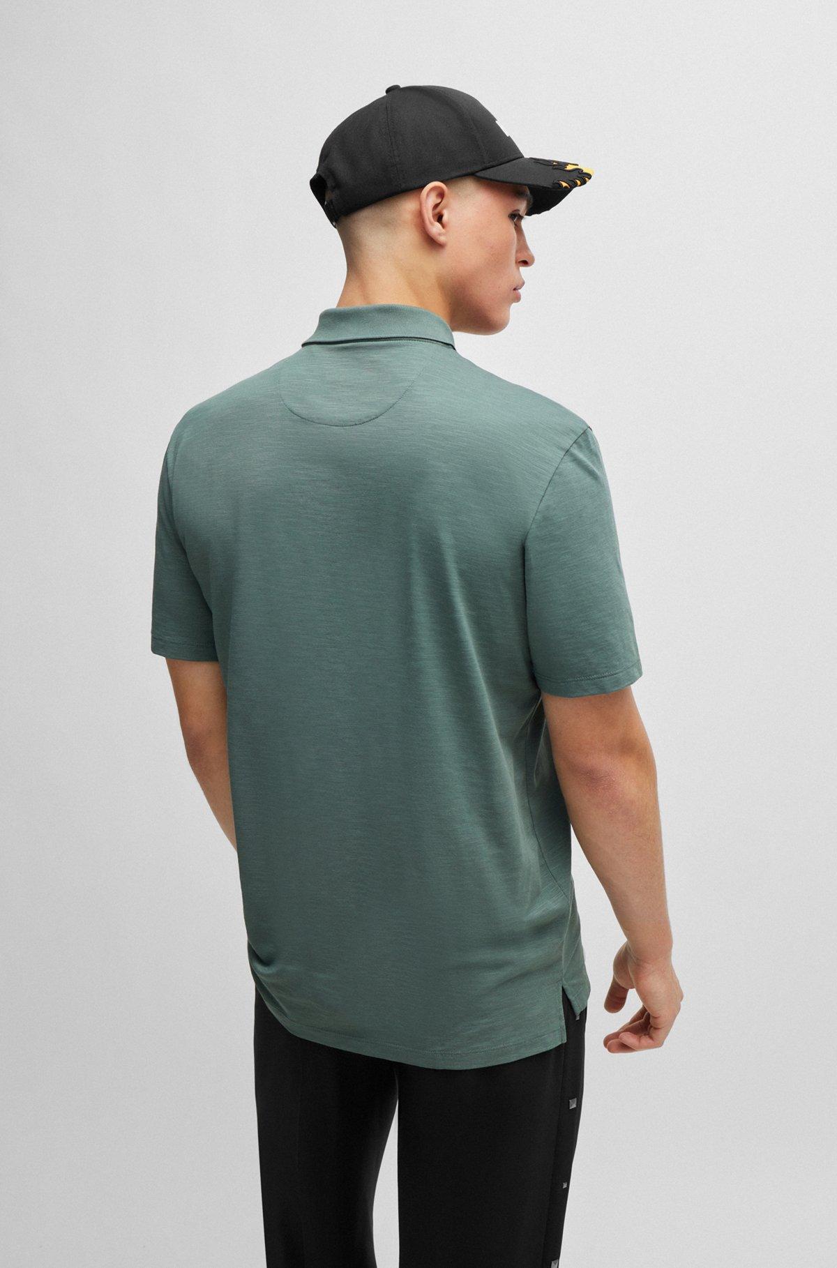 Cotton-blend polo shirt with zip placket Product Image