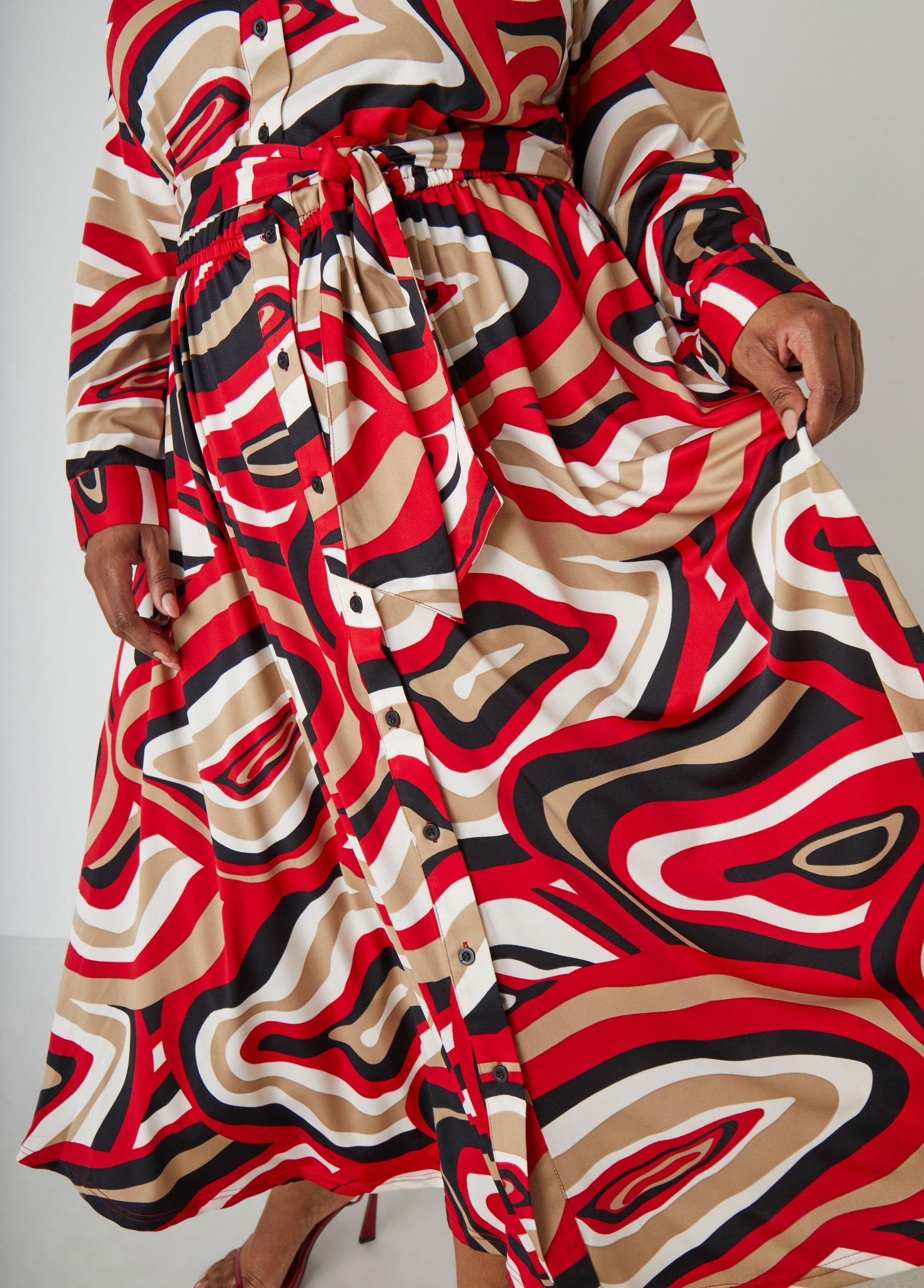 Plus Size Swirl Print A Line Shirtdress Ashley Stewart Product Image